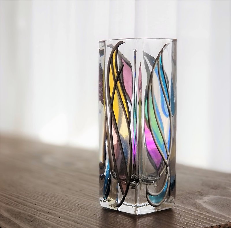 グラスアート一輪挿し 光の雫 - 花瓶/陶器 - 玻璃 多色