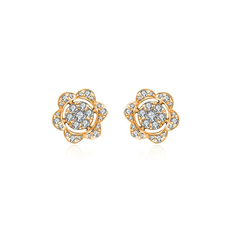 18k花形钻石耳环 - 耳环/耳夹 - 其他金属 橘色