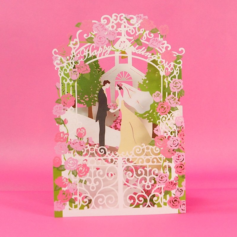 教堂雕刻搂空【Hallmark-立体卡片 结婚贺喜】 - 卡片/明信片 - 纸 粉红色