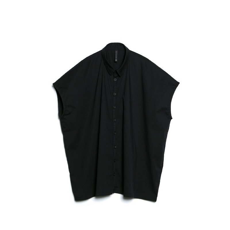 Oversize No-Sleeves Shirt - 男装衬衫 - 纸 黑色