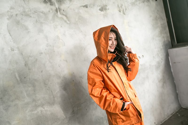 本格スタイル日系两截式风雨衣-消光橘 - 雨伞/雨衣 - 防水材质 橘色