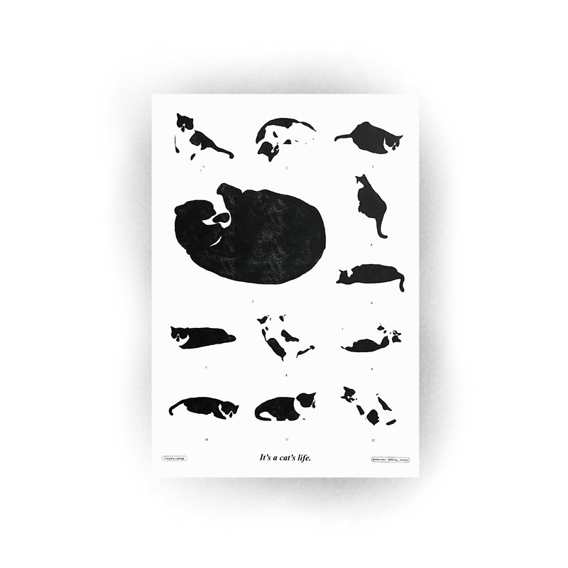 Riso海报 - 猫的生活 - 海报/装饰画/版画 - 纸 黑色