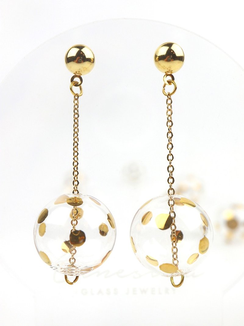 JEANNE GOLD DOTS - 真金彩绘波点玻璃球 耳环 - 颈链 - 玻璃 金色
