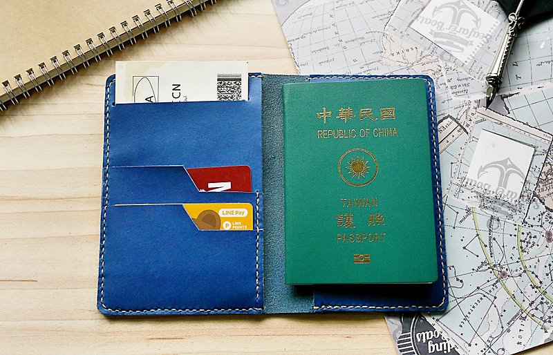 护照套 意大利牛皮手作 海军蓝 多色可选 免费刻字与包装 - 护照夹/护照套 - 真皮 蓝色