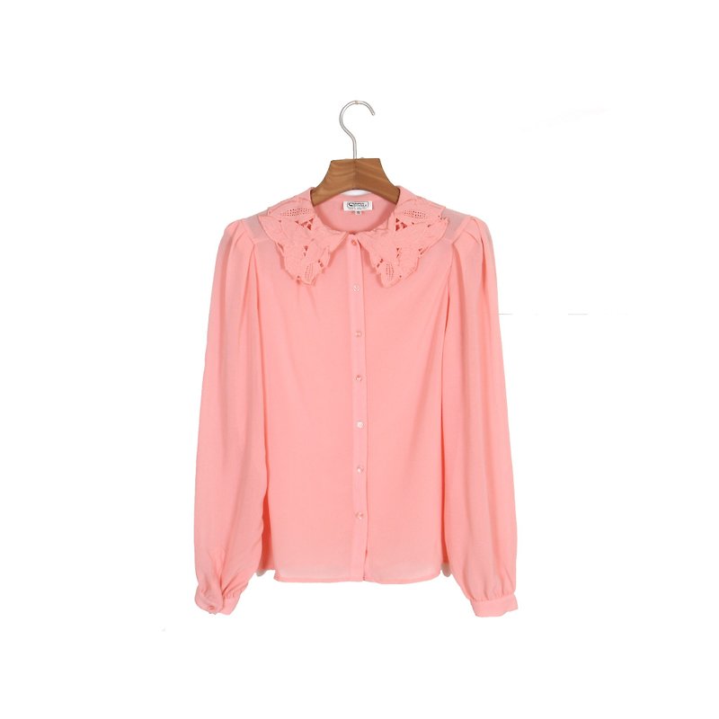 【蛋植物古着】粉色春彩刺绣古着衬衫 - 女装衬衫 - 聚酯纤维 粉红色
