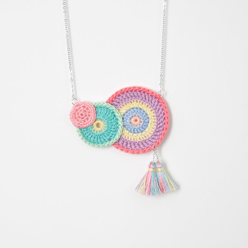 【订制】幸福年轮 彩虹 项链 Blessed Ring Rainbow Necklace - 项链 - 绣线 多色