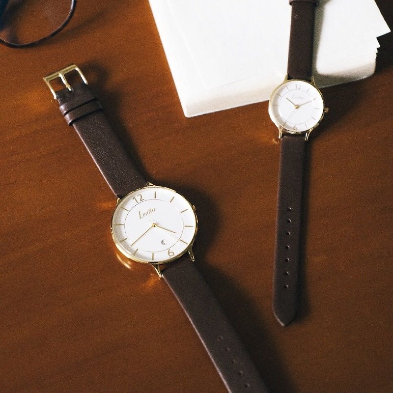Blanc经典40mm腕表 - 啡色真皮表带 - 女表 - 其他金属 多色
