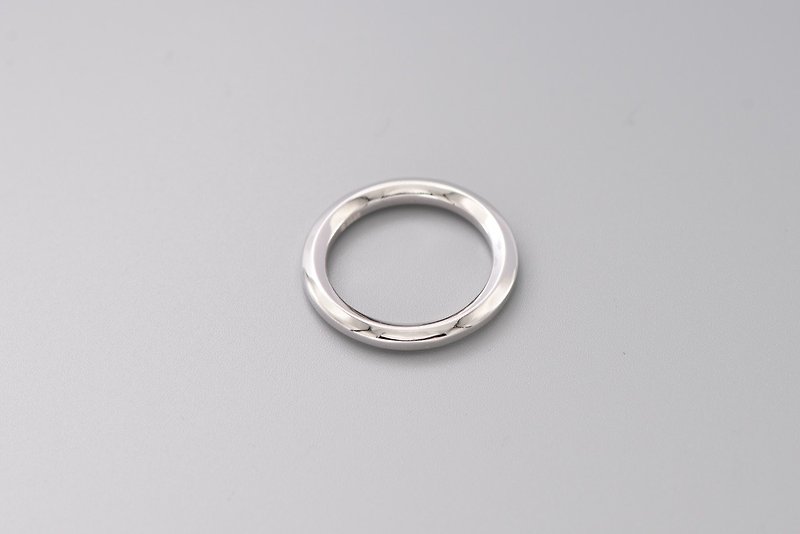 六角线条圆银戒指 简约工业风 情侣戒指 - 戒指 - 其他金属 