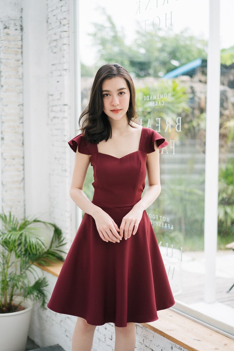 Wedding Dress Maroon dress Red Prom Dress Summer Dress Vintage Party Dress  - 洋装/连衣裙 - 聚酯纤维 红色