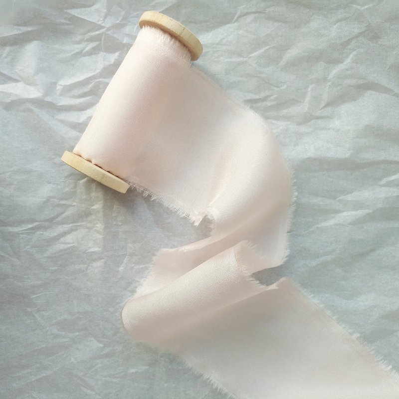 Pale Blush Silk Ribbon / Hand Dyed Silk ribbon on Wood Spool - 包装材料 - 丝．绢 粉红色