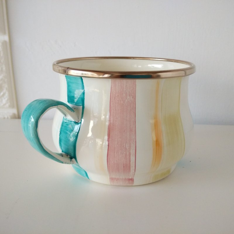 彩色条纹珐琅杯|400ml|茶杯|咖啡杯 - 咖啡杯/马克杯 - 珐琅 多色