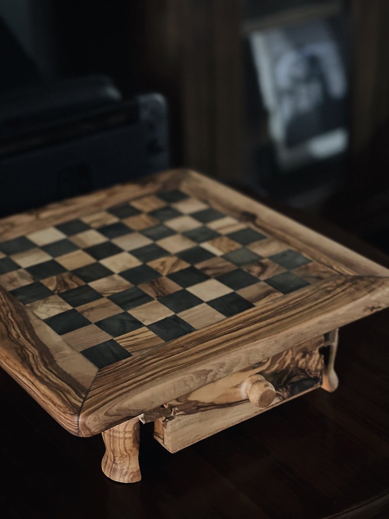 手工橄榄木国际象棋套 - 桌游/玩具 - 木头 