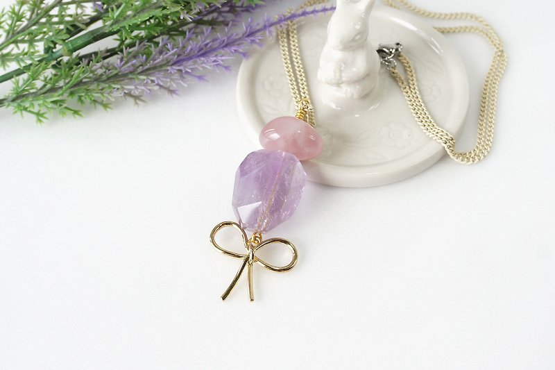 Bonbon // 紫水晶+粉晶美妙项链 - 项链 - 宝石 粉红色