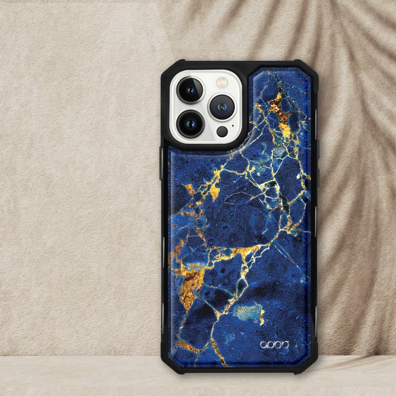 iPhone 13全系列军规防摔皮革磁吸手机壳-大理石宝石蓝(黑壳) - 手机壳/手机套 - 其他材质 多色