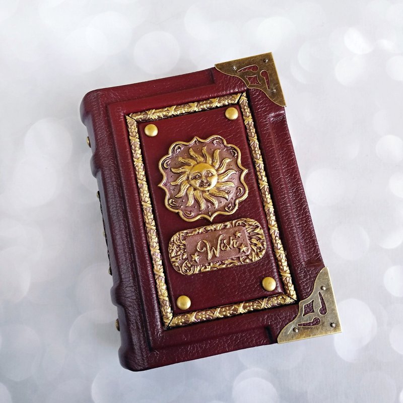 Natural Leather Vintage Handmade Burgundy Notebook - 笔记本/手帐 - 纸 红色