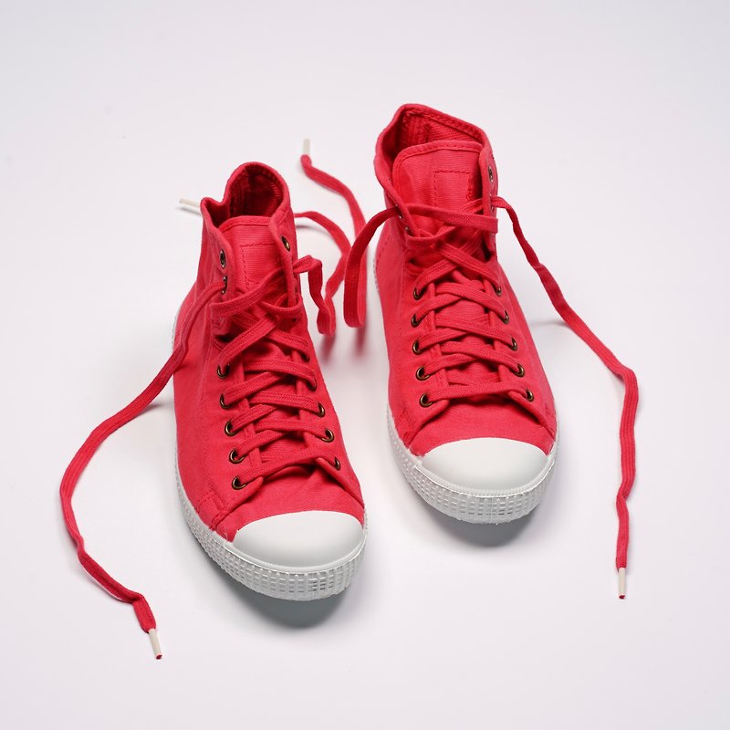 西班牙帆布鞋 CIENTA 61997 49 草莓红色 经典布料 大人 高筒 - 女款休闲鞋 - 棉．麻 红色