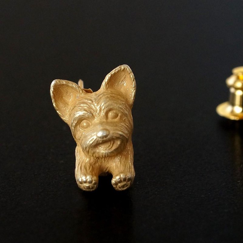 ヨークシャテリアの犬ピンブローチ 真鍮 - 胸针 - 其他金属 金色