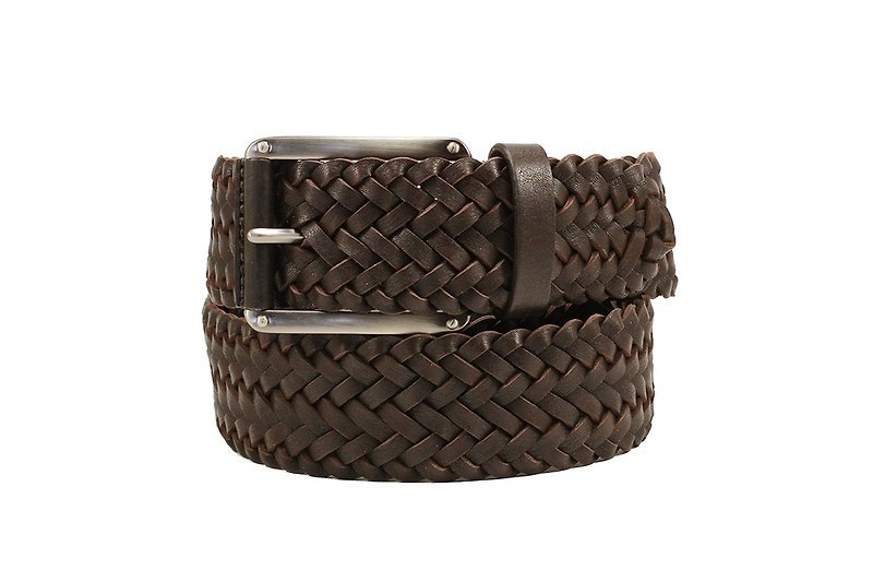 Men's brown belt, men's leather belt, men belt, brown braided belt, gift for him - 腰带/皮带 - 真皮 咖啡色
