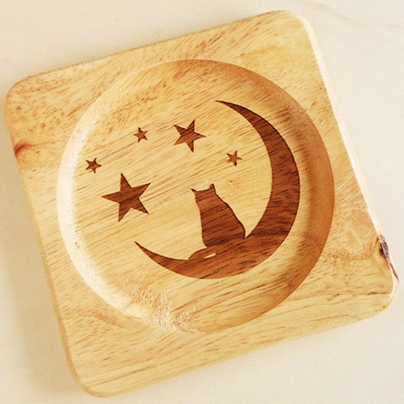 月と星と猫ちゃんコースター 送料無料 - 杯垫 - 木头 卡其色