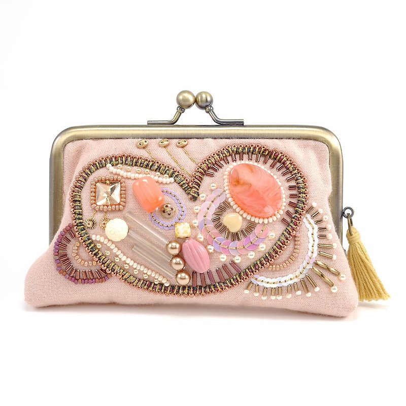 Sparkle and statement card case,  pink heart cosmetic bag, pink card case 2 - 化妆包/杂物包 - 塑料 粉红色