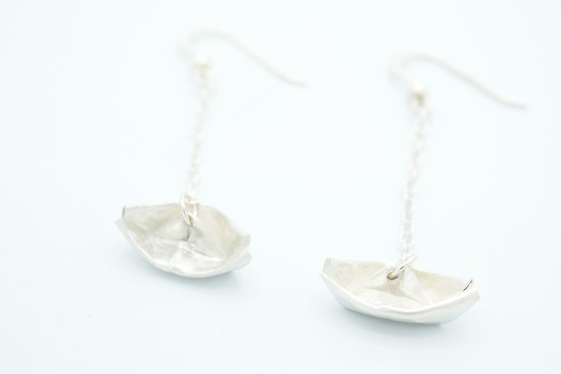 The Sailboat Origami silver 99.9 - 耳环/耳夹 - 银 银色