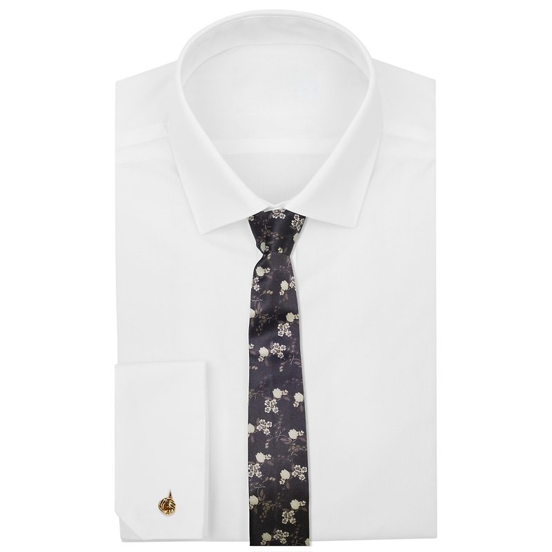 Style T0001 维新恋之约 印花领带 黑色婚礼领呔 领带 宴会窄身领带 - 领带/领带夹 - 聚酯纤维 黑色