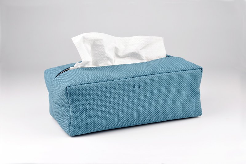 抽取式面纸盒 简约防水环保皮革卫生纸巾盒 蓝色 - 纸巾盒 - 人造皮革 蓝色