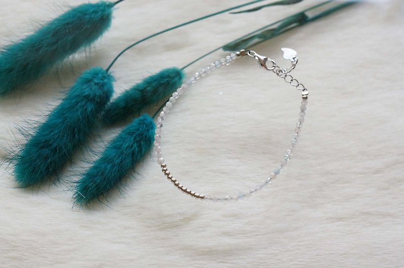 摩根石银手链 ( Morganite Bracelet Silver with Linear Alloy ) - 手链/手环 - 宝石 多色