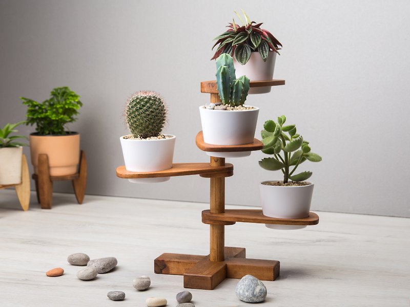 multi tier Shifting Adjustable plant stand, Multi Plant stand Table Plant stand - 植栽/盆栽 - 木头 