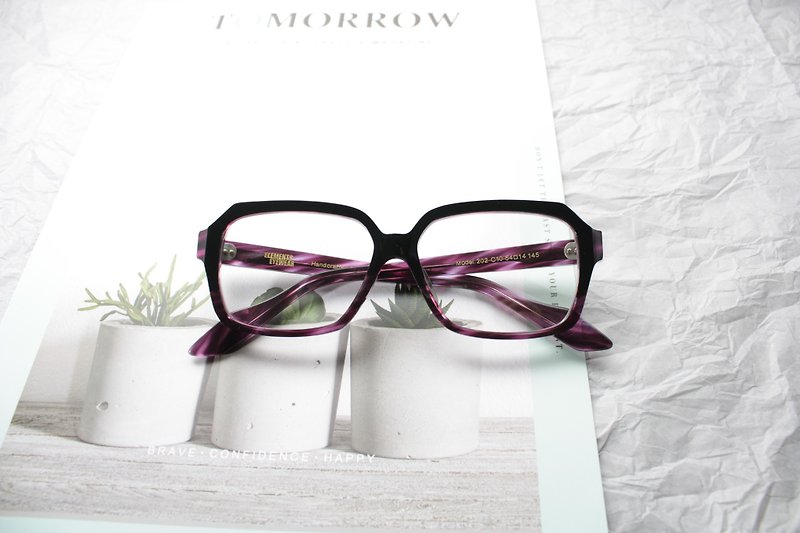 方形复刻眼镜七枚蝶番铰链日本手造 - 眼镜/眼镜框 - 其他材质 紫色