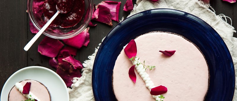 覆盆子与有机玫瑰塔 Rose & Raspberry Tart - 咸派/甜派 - 纸 粉红色