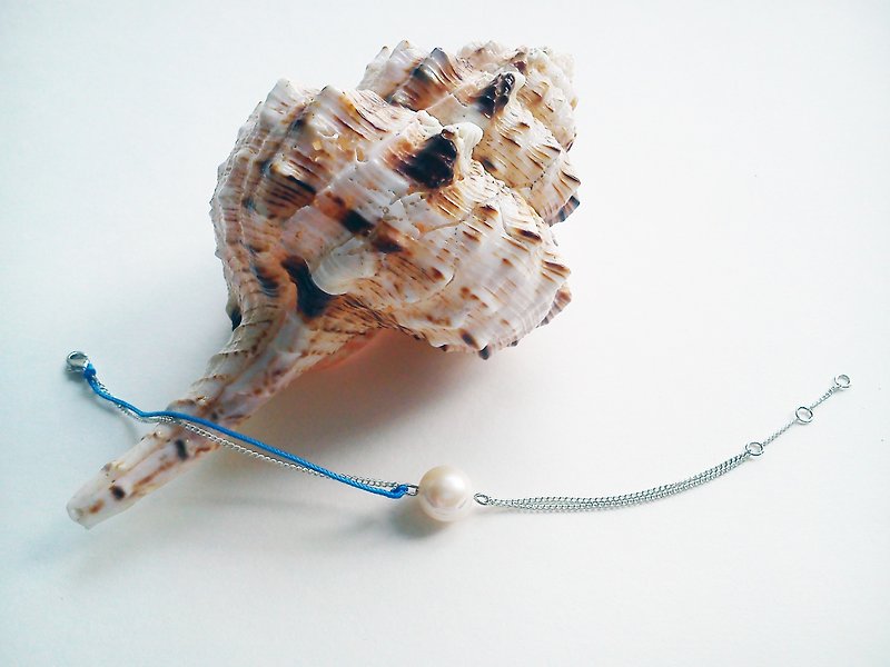 Sea Breeze系列自家设计淡水珍珠手链 - 手链/手环 - 其他金属 蓝色