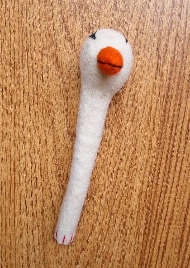 羊毛毡动物白鹅 手工笔套 - 笔筒/笔座 - 羊毛 白色