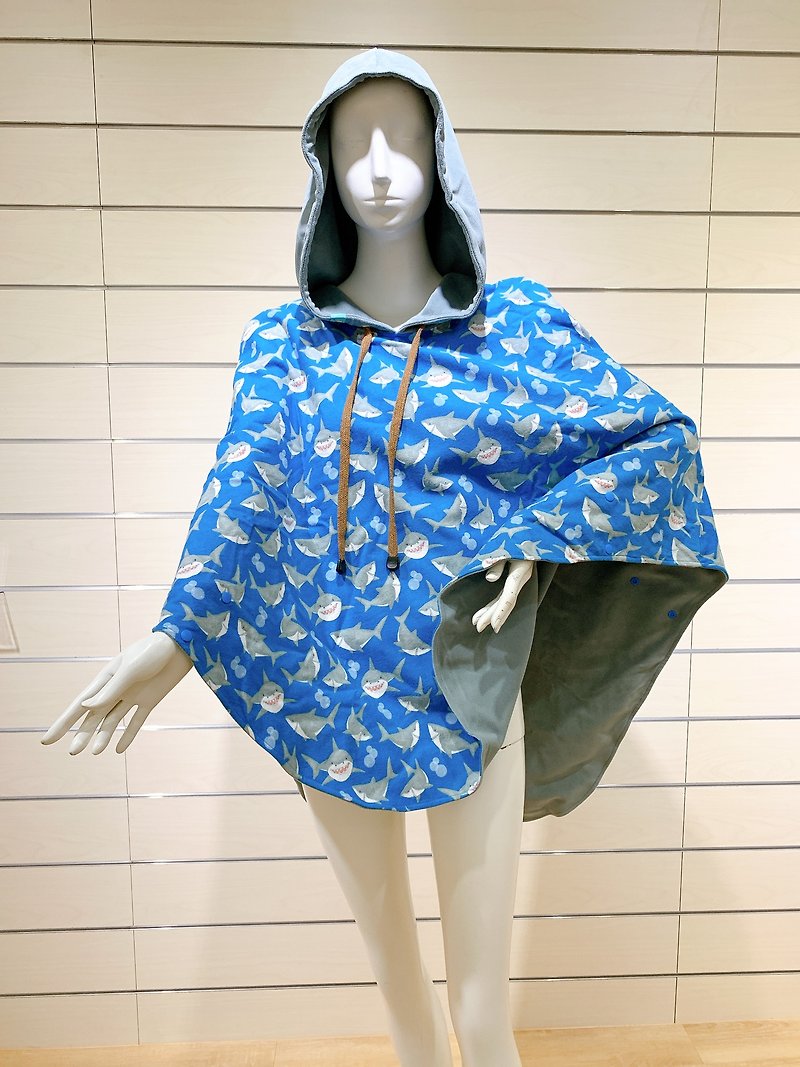 【新品发售】中厚款斗篷毛巾衣-鲨鲨徜海(前短后长) - 其他 - 聚酯纤维 蓝色