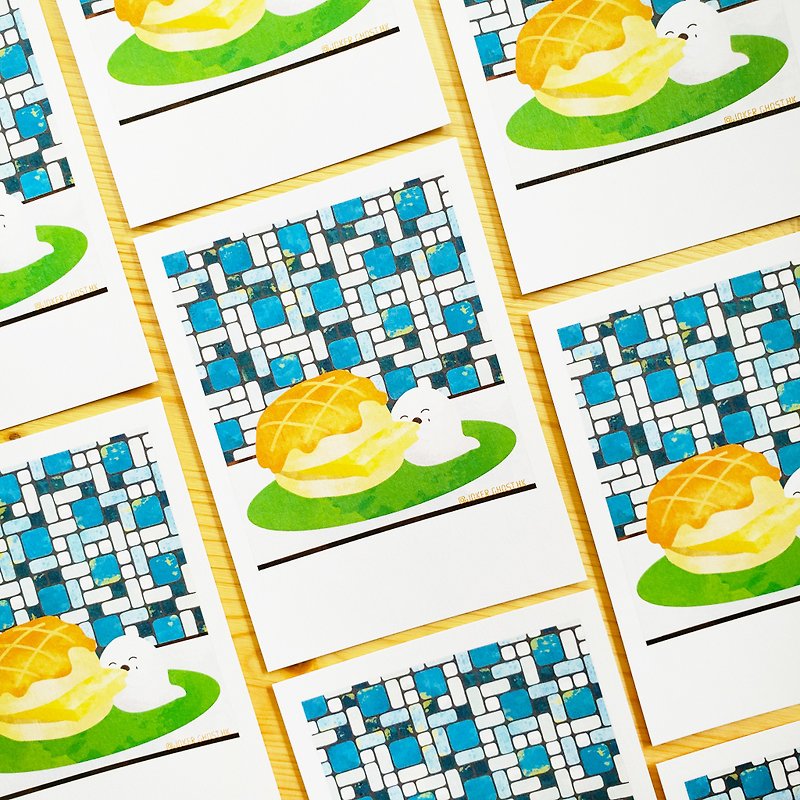 明信片 | 为食鬼系列 | 菠萝油 - 卡片/明信片 - 纸 黄色
