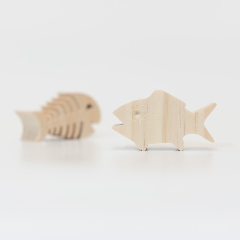 wagaZOO厚切造型积木 海洋系列－鱼、鱼骨 - 摆饰 - 木头 卡其色