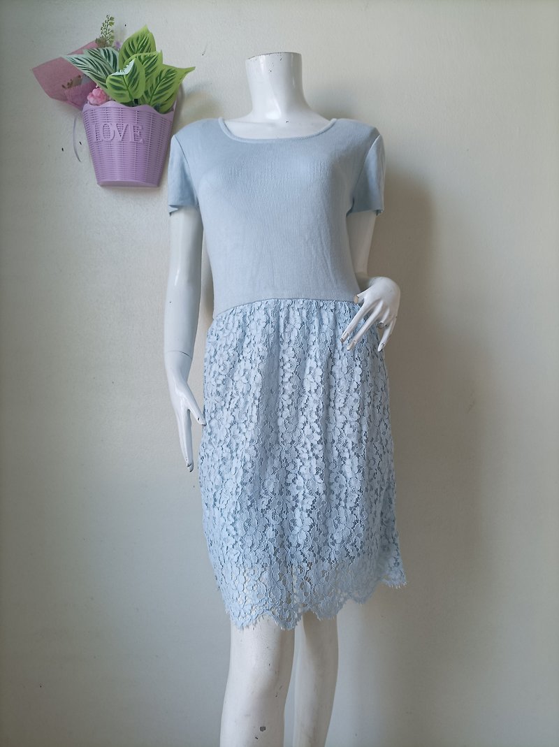 Vintage Koji Watanabe Knited and lace Dress Size M - 洋装/连衣裙 - 棉．麻 