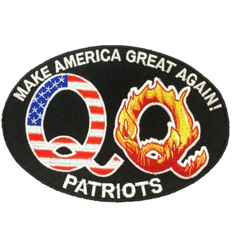 MAGA 让美国再次伟大 火焰Q 川粉 刺绣布章 贴布 布标 烫贴 徽章 - 徽章/别针 - 绣线 多色
