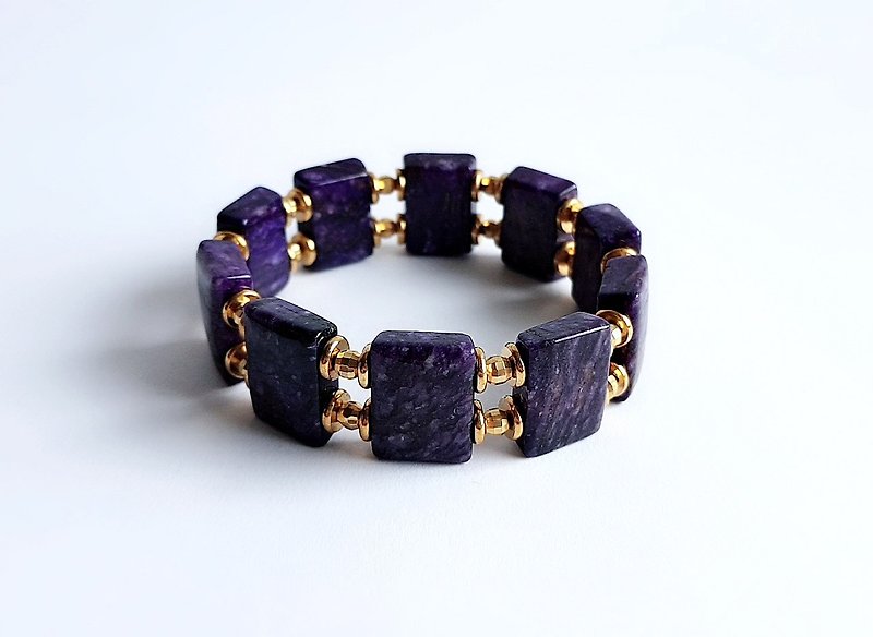 宝石系 ‧ 皇室 天然矿石 紫龙晶 黄铜 ‧ 手练 - 手链/手环 - 宝石 紫色