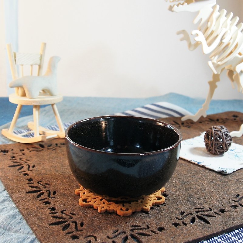 黑釉乌金碗,茶碗,饭碗-容量约350ml - 碗 - 陶 黑色