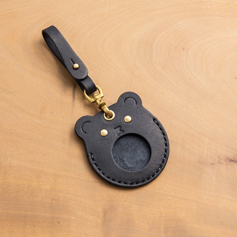 Gogoro钥匙皮套(墨黑色-熊) - 钥匙链/钥匙包 - 真皮 黑色