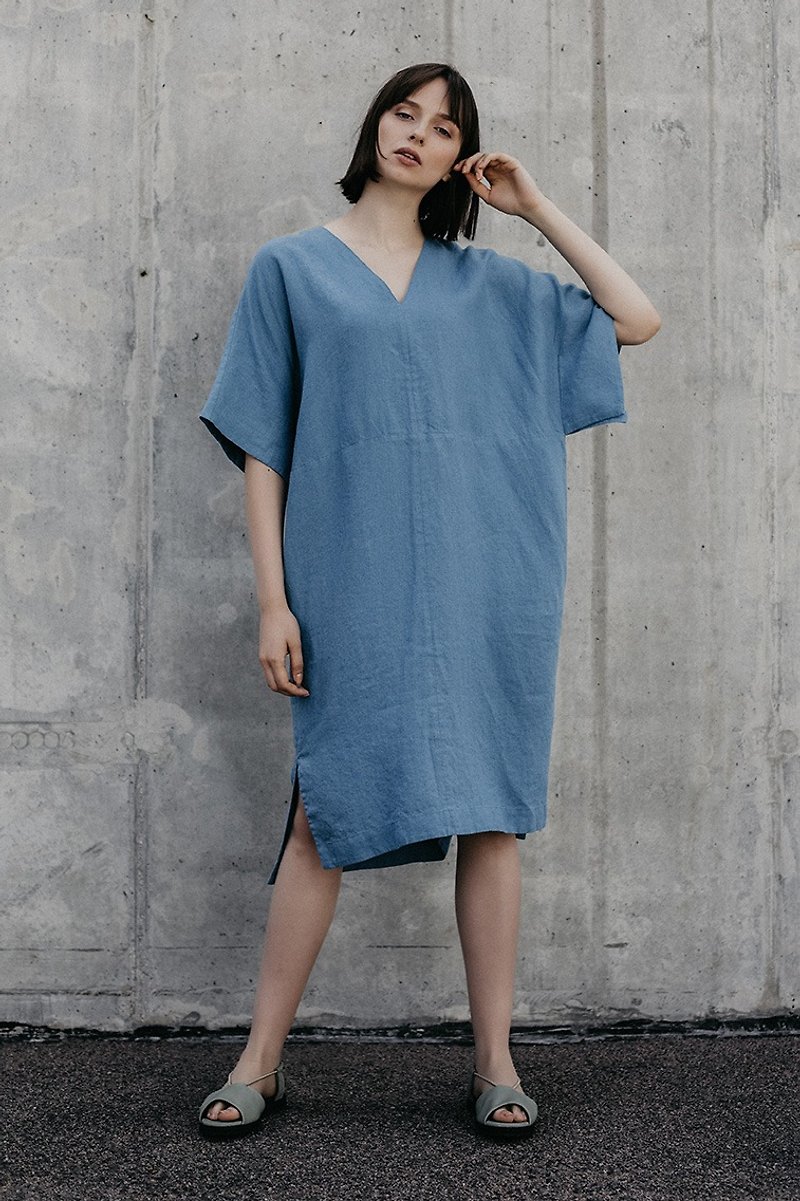 Linen Dress Motumo – 18S1 - 洋装/连衣裙 - 亚麻 