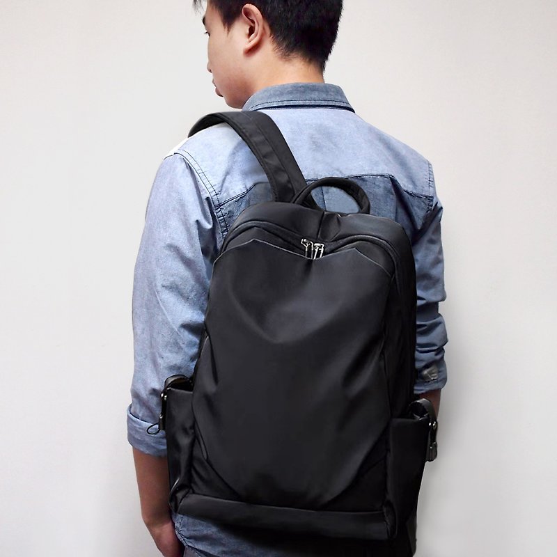 时尚男生背包 | 电脑包 | 简约设计 | 日常上班均可 - 后背包/双肩包 - 防水材质 黑色