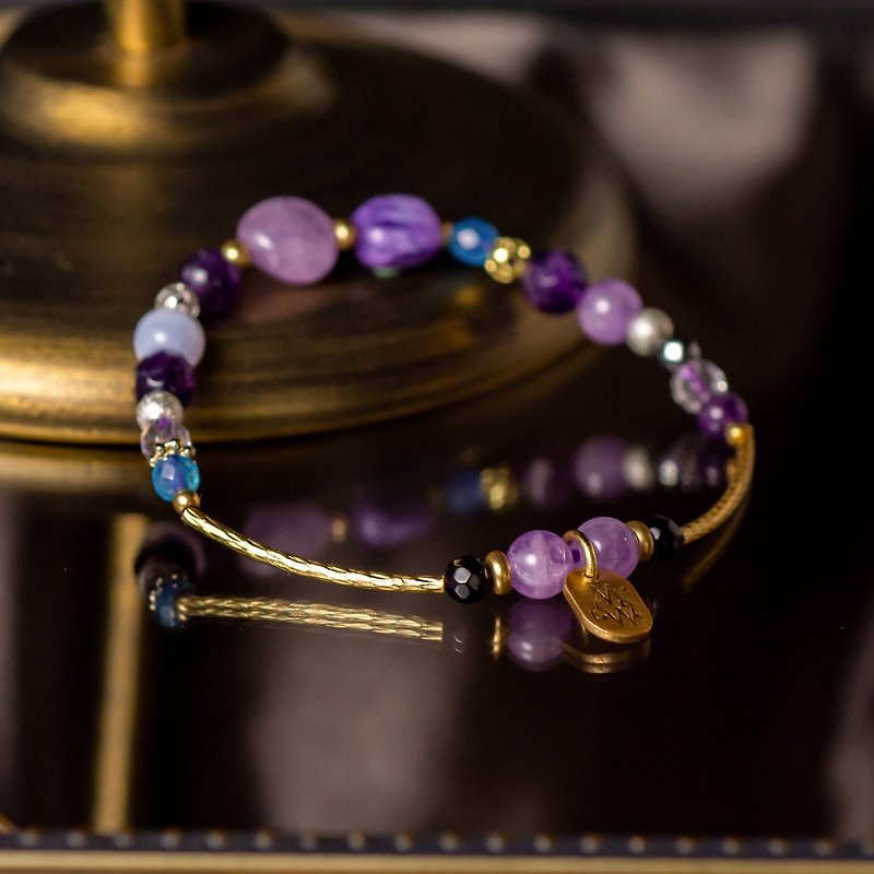 苏菲亚 // C1146-4紫色系顶轮黄铜手链 - 手链/手环 - 宝石 