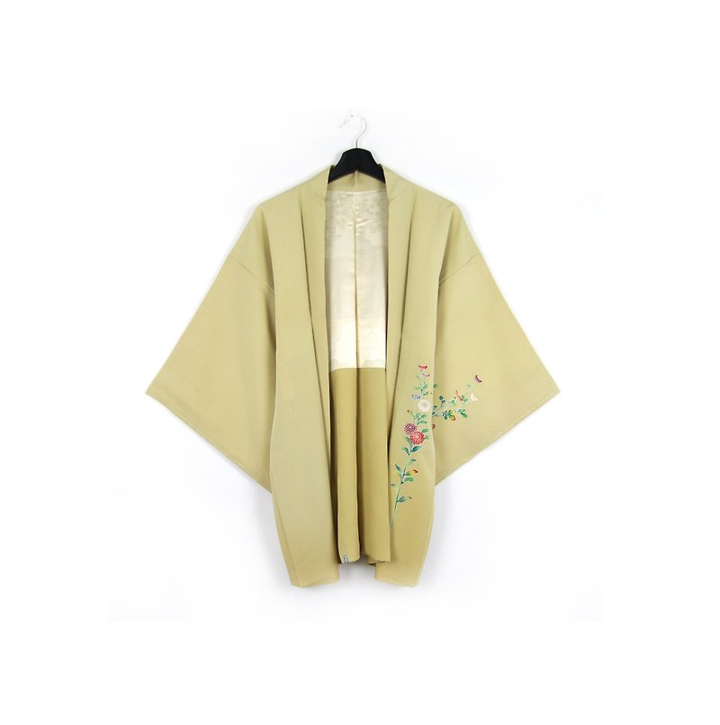 Back to Green-日本带回羽织 粉绿 缤纷花卉 /vintage kimono - 女装休闲/机能外套 - 丝．绢 