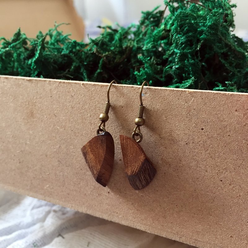handmade recycle ironwood earrings - 耳环/耳夹 - 木头 咖啡色