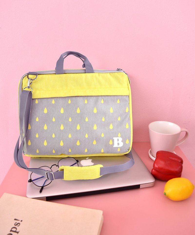 Yellow laptop bag 13 inch,14inch,15inch,15.6 customize with name, - 电脑包 - 聚酯纤维 黄色