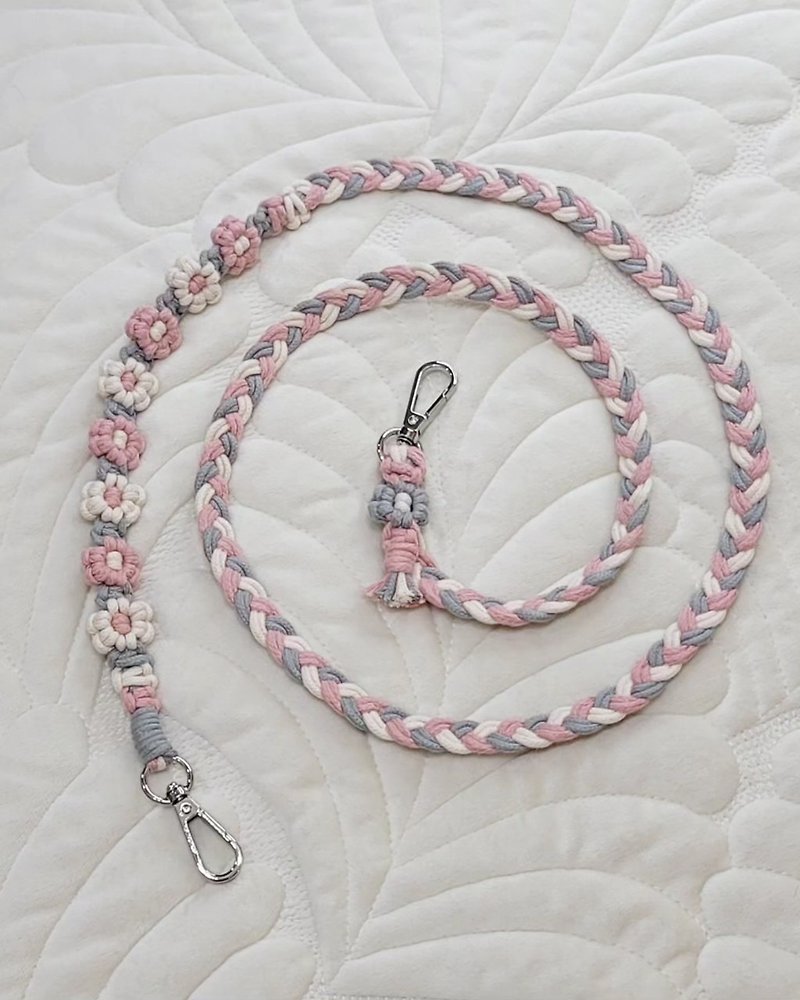 8+1花 调节款 手机挂绳 - 挂绳/吊绳 - 棉．麻 粉红色