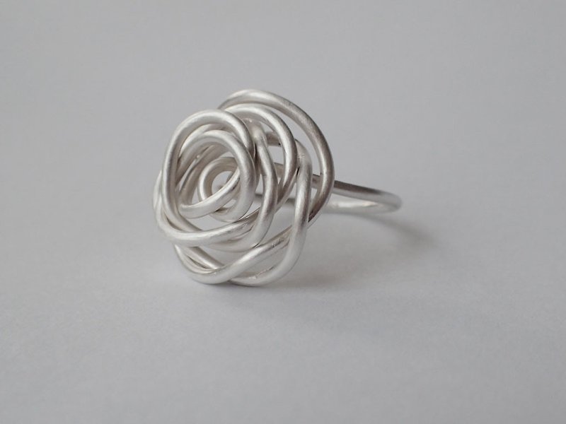 玫瑰戒指, 999纯银线, 1.5MM线 - 戒指 - 纯银 银色