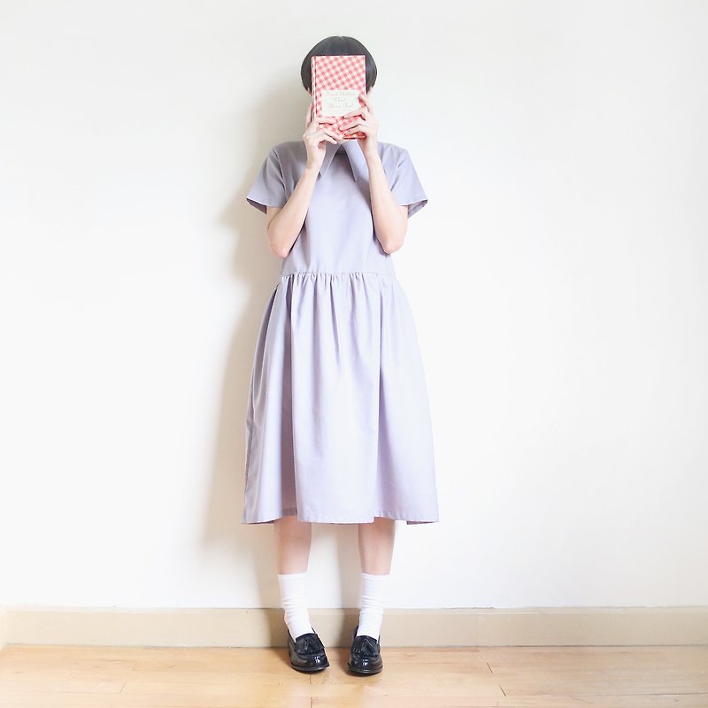 oxford big collar dress : lilac - 洋装/连衣裙 - 棉．麻 紫色